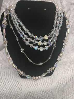 Vintage Crystal Aurora Beaded Necklaces Bundle